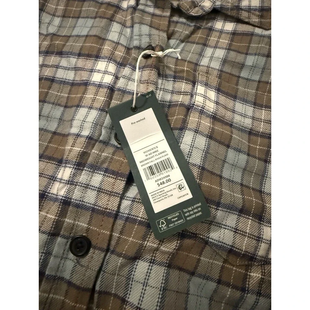 Alpine Design Wadi Hike Flannel Shirt Womens S Brown Plaid Button Up NWT Outdoor - Picture 2 of 6